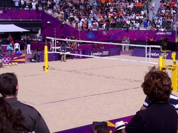 The view from my seat at the Beach Volleyball