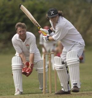 Hugh Fearnley-Whittingstall in Cricket Action