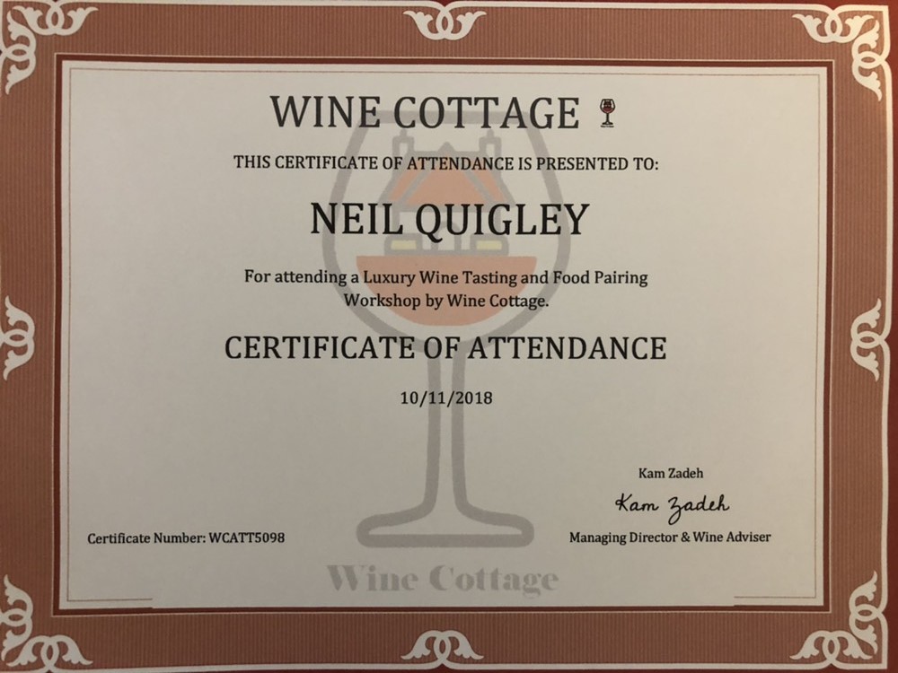 Wine Certificate